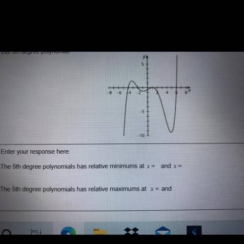 The 5th degree polynomial has relative maximum at x=___ and x=___

The 5th degree has relative max