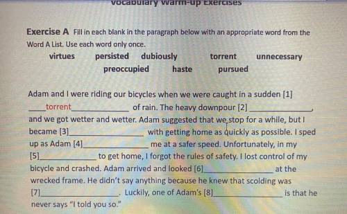 The Monkey's paw Vocabulary warm up exercise answer sheet