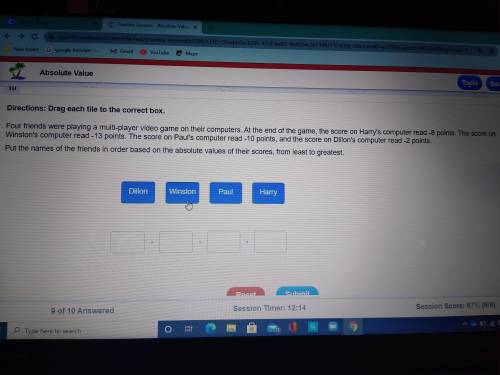 Put the names of the friends in order based on the absolute value of their scores from least to gre