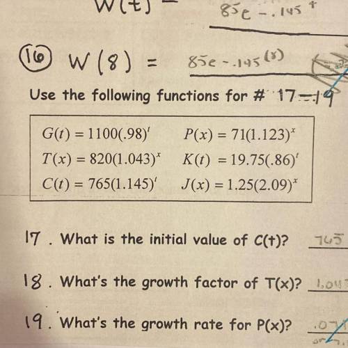 30 POINTS PLEASE ONLY ANSWER 19 
19. What's the growth rate for P(x)?