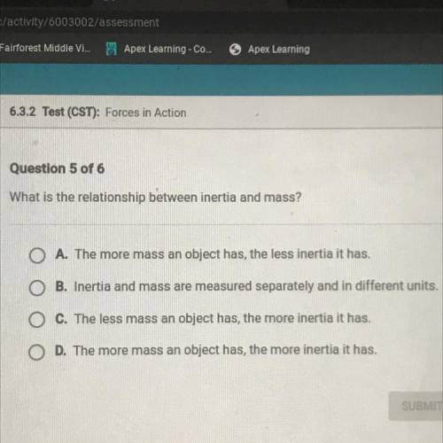 What is the relationship between inertia and mass?