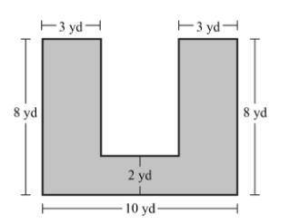 Kari is mowing her lawn, which is represented by the shaded region below. What is the area, in squa