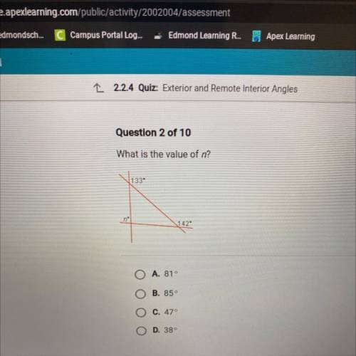 Question 2 of 10
What is the value of
5112
A. 814
D. 85
0.47