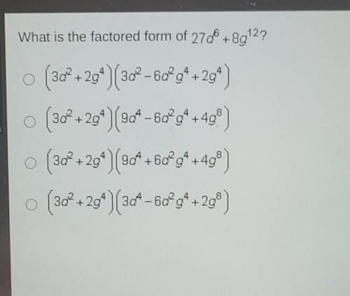 What is the factored form of 27d^6+8g^12