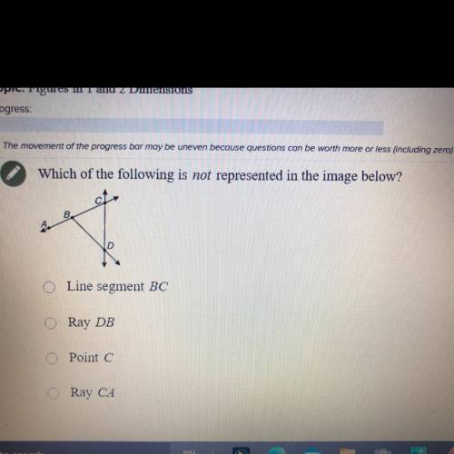 Which of the following is not represented in the image below?

 
A) line segment BC 
B) Ray DB
C) P