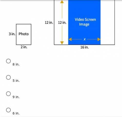 PLEASE HELP ASAP!!!

A video screen is 16 in. by 12 in. tall. What is the width of the largest com