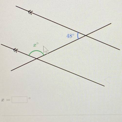 Below are two parallel lines with a third line intersecting them.
