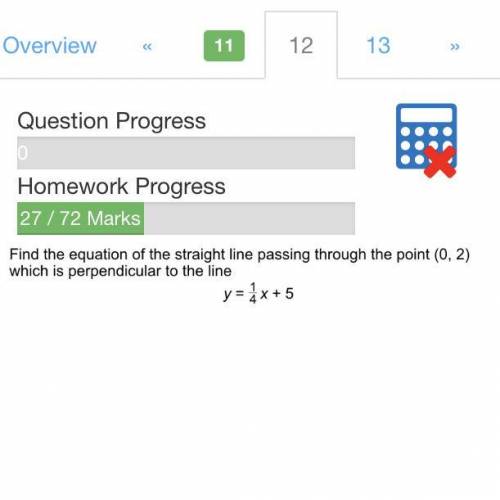 Find the equation of the straight line passing through the point (0,2) which is perpendicular to th