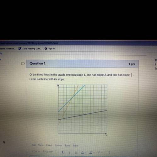 “ of the three lines in the graph , one has slope 1 , one has slope 2 , and one has slope 1/5 “ Lab