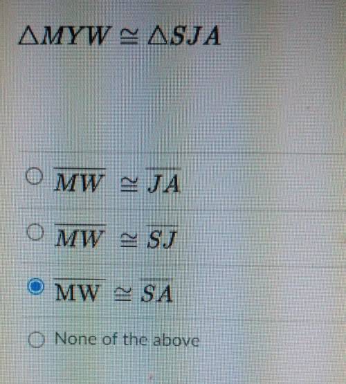 The following two triangles are congruent. Select the correct statement for the correct correspondi