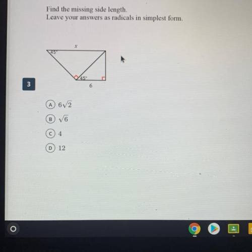 Find the missing length. Leave your answers as radicals in simplest form