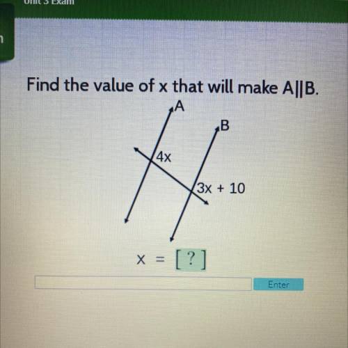 Find the value of x that will make A and B parallel