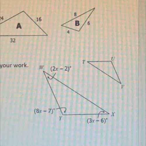 Write an equation and solve for the value of x. Show your work.