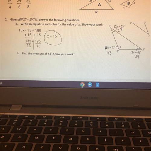 Find the measure of angle T. Show your work.