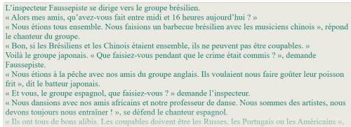 French 2 reading comprehension

The attached files are the story and the first 3 questions 
questi