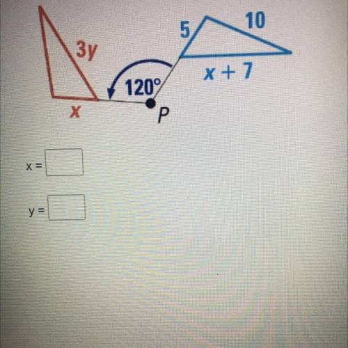 Given the rotation in the image below, solve for the values of x and y,
HELPPPP