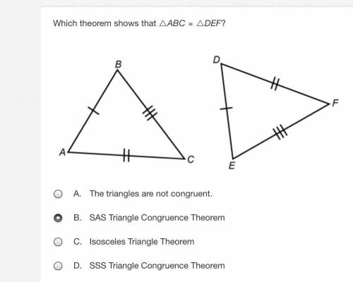 Which theorem shows that △ABC ≅ △DEF?

There are two triangles, triangle ABC and triangle DEF. Sid