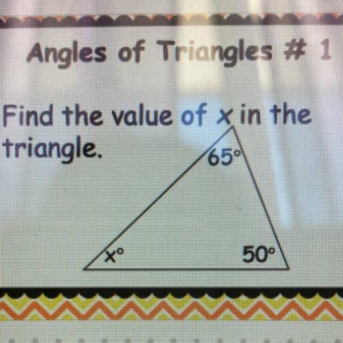 Find the value of x in the triangle.