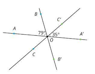 What is the measure of angle BOC'?

A) 79 degrees
B) 35 degrees
C) 66 degrees
D) 114 degrees