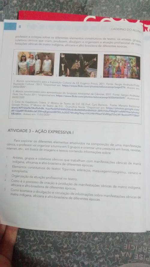 Apostila 8 ano volume 3 parte 1 artes pagina 8 atividade 3 ação expressiva I