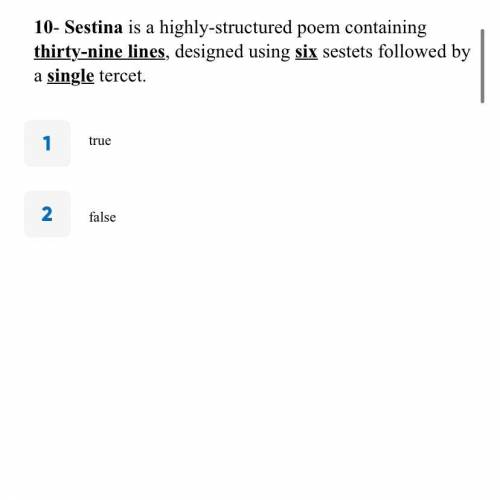 Sestina is a highly-structured poem containing thirty-nine lines, designed using six sestets follow