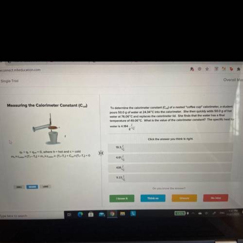 To determine the calorimeter constant (Ccal) of a nested coffee cup calorimeter, a student

pour