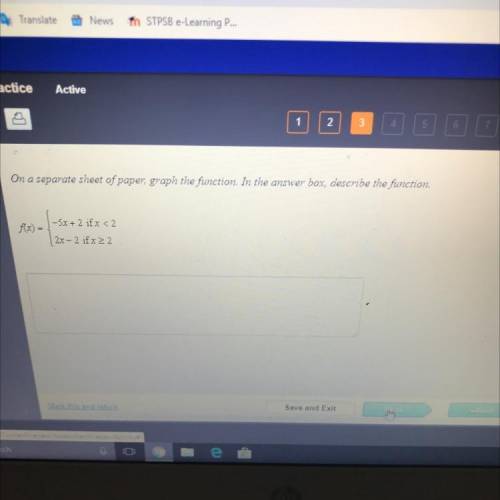 On a separate sheet of paper, graph the function. In the answer box, describe the function.

--5x