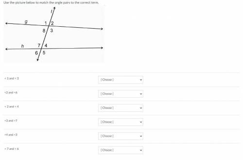 I need help, the options are: Corresponding Angles, Vertical Angles, Alternate interior angles, lin