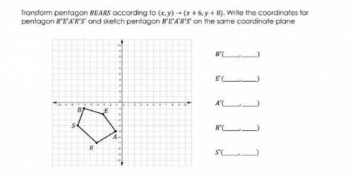 Transform pentagon BEARS According to (x,y) → (x + 6, y + 8)