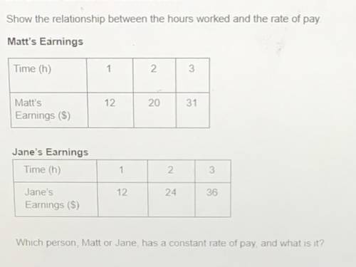 What person, Matt or Jane, has a constant rate of pay, and what is it?