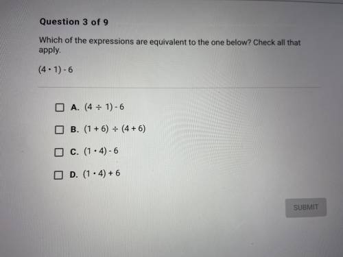 Which of the expressions are equivalent to the one below? (4x1)-6