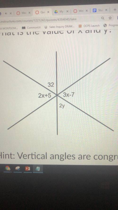 What is the value of x and y? Please explain