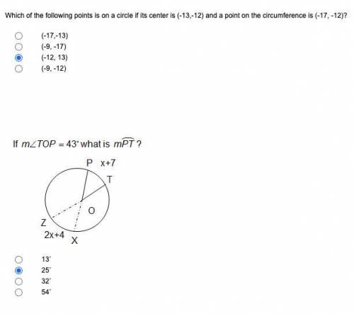 Which of the following points is on a circle if its center is (-13,-12) and a point on the circumfe