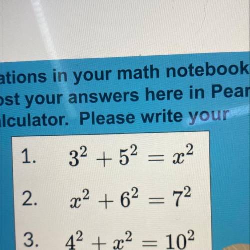 X^2 + 6^2 = 7^2 what’s the value of X?