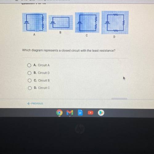 Which diagram represents a closed circuit with the least resistance?