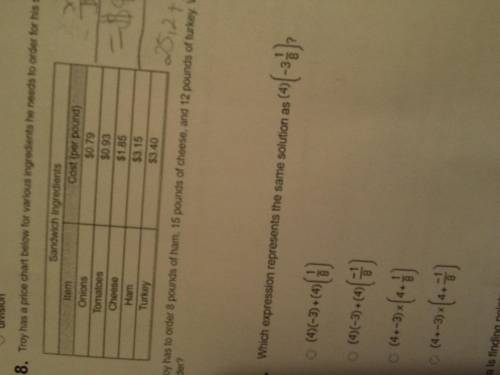 Troy has to order 8 pounds of ham,15 pounds of cheese, and 12 pounds of turkey. What is the total c