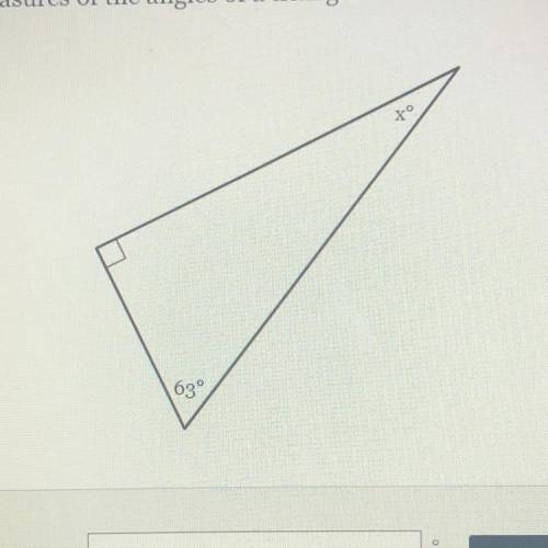 The measures of the angles of a triangle are shown in the figure below. Solve for x,
HELP!!!