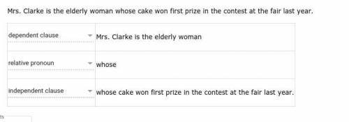 Mrs. Clarke is the elderly woman whose cake won first prize in the contest at the fair last year.