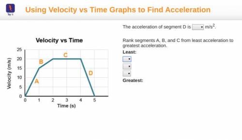 Using Velocity vs Time Graphs to Find Acceleration

A graph titled velocity versus time has horizo