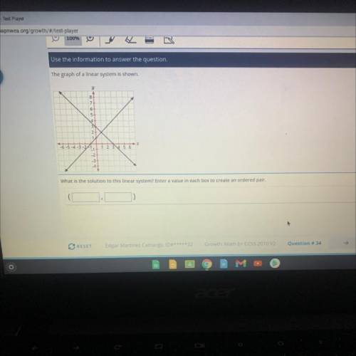 What is the solution to this linear system? Enter a value in each box to create an ordered pair.