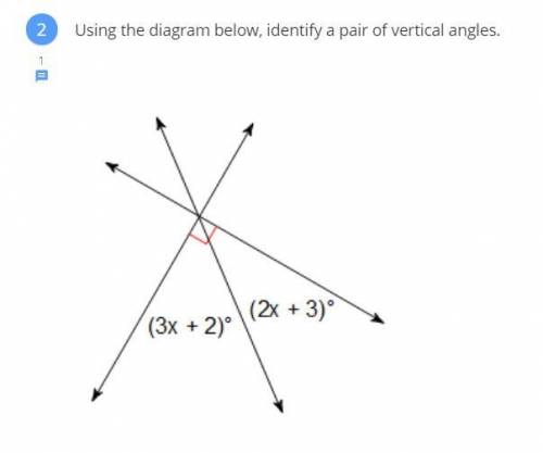 Using the diagram below, identify a pair of vertical angles