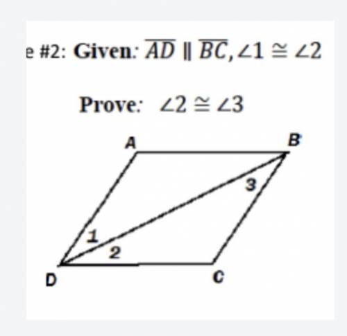 Create a statement and reason column and complete the proof below ( help me pleasee I’ve have been