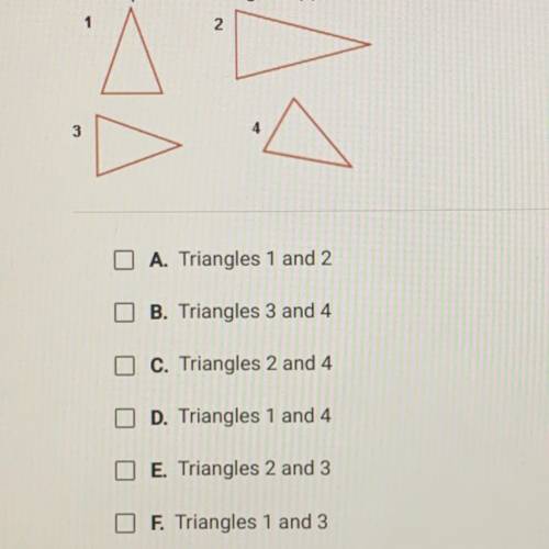 Which pairs of triangles appear to be congruent? Check all that apply