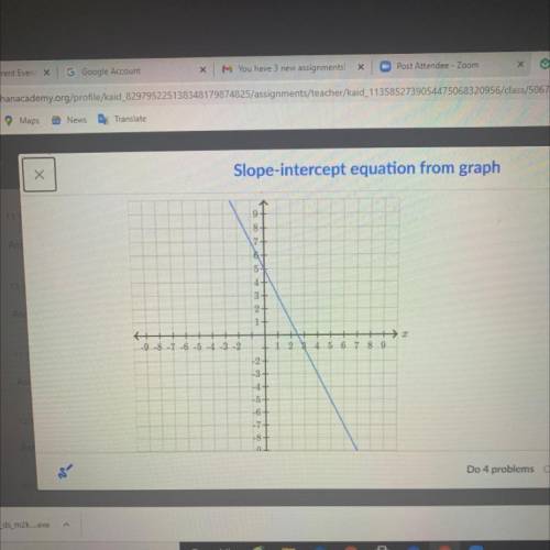 Find the equation of the line.
Use exact numbers.
y=