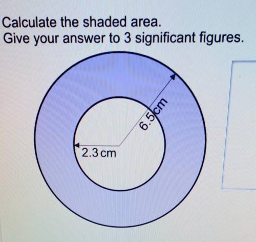 Calculate the shaded area.Give your answer to 3 significant figures