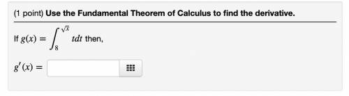 If g(x)=∫√x 8 tdt then, g'(x)=