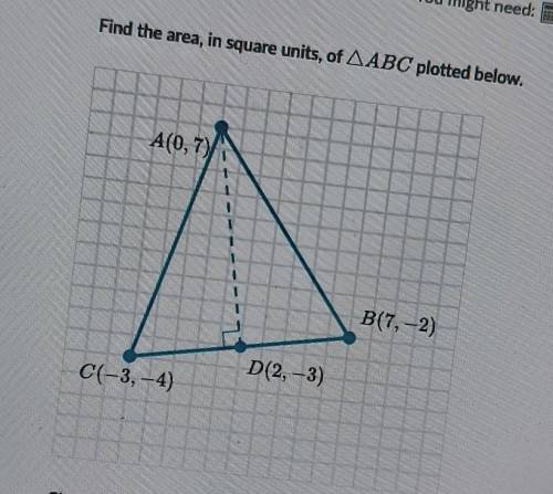 Find the area, in square units, of ️ABC