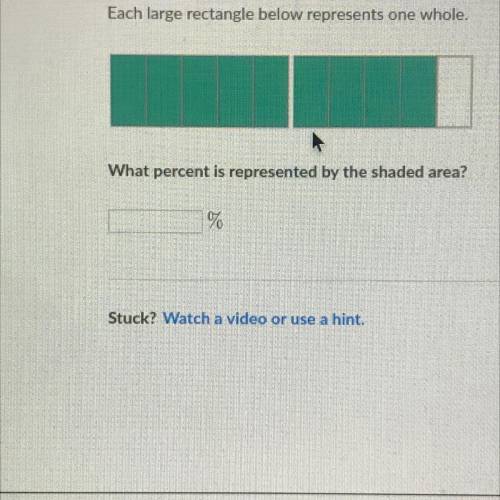 Each large rectangle below represents one whole.
What percent is represented by the shaded area?