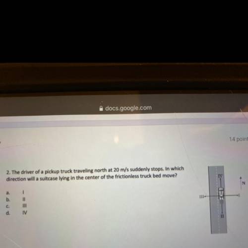 The driver of a pickup truck traveling north at 20 m/s suddenly stops. In which

direction will a