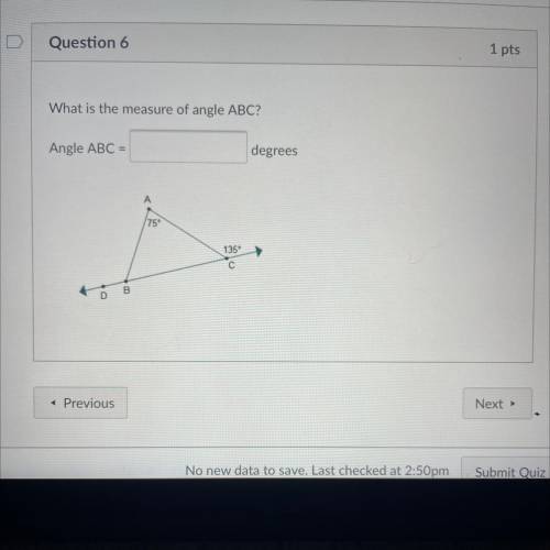What is the measure of angle ABC? 
Angle ABC=___ degrees
